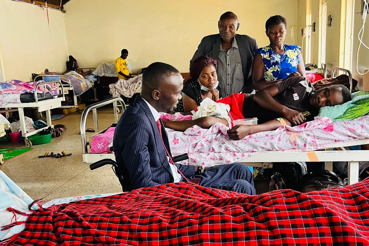 UWRF representatives and families during a hospital visit